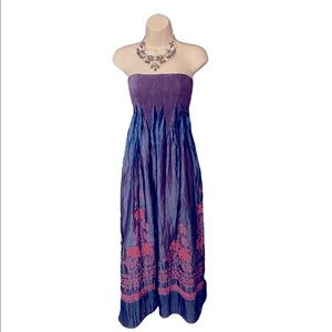 Lapis Anthropologie bohemian strapless dress